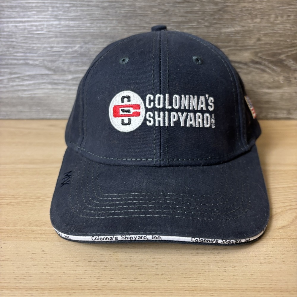 Colonna's Shipyard Hat Cap Strap Back Black Embroidered American Flag Mens MAX